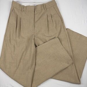 Wilfred Aritzia Tan Tailored Trousers Pleated Wide Leg Work Pants Size 10 NWOT